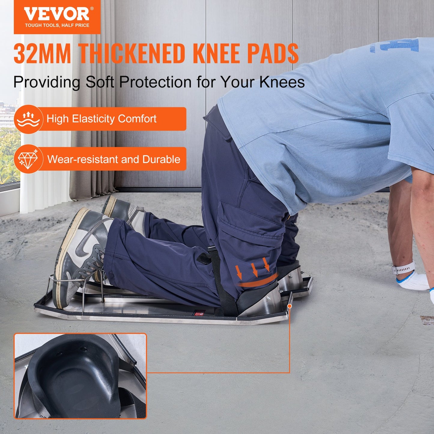 Concrete Knee Boards Knee Sliders 28" x 8" 2 Pair w/ Knee Pad for Concrete - Image 2