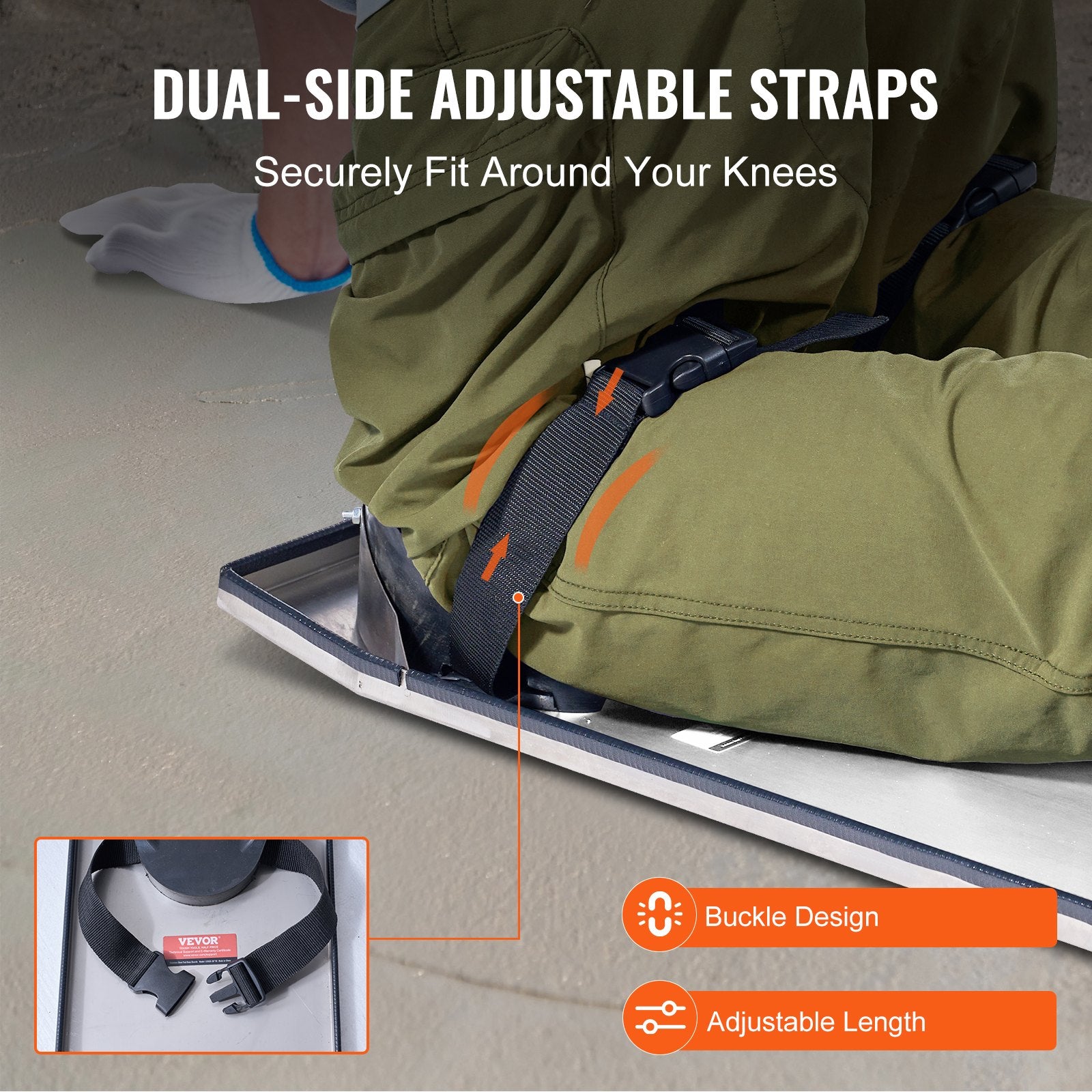Concrete Knee Boards Knee Sliders 28" x 8" 2 Pair w/ Knee Pad for Concrete - Image 4