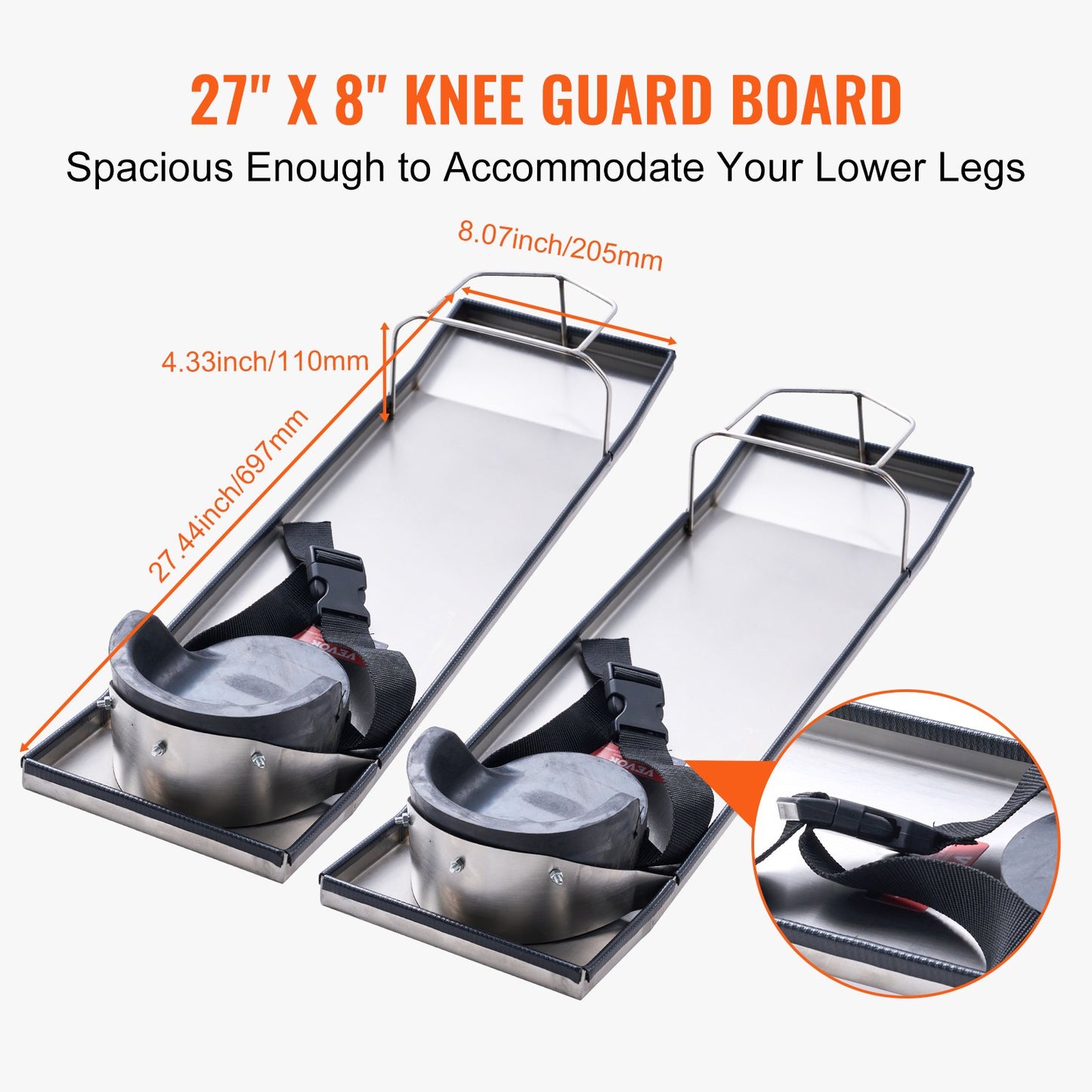 Concrete Knee Boards Knee Sliders 28" x 8" 2 Pair w/ Knee Pad for Concrete - Image 6