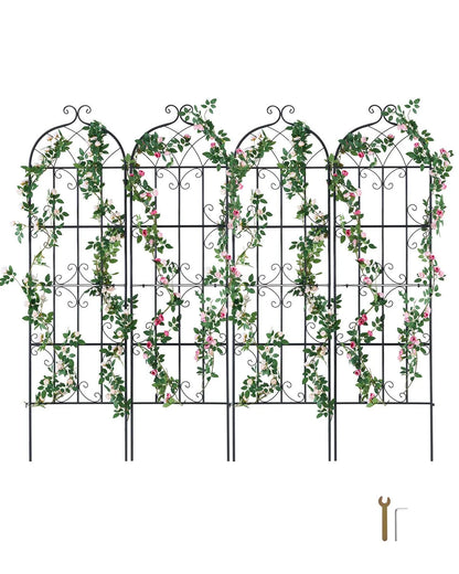 4 Packs Metal Garden Trellis for Climbing Plant Support 71x20 in Rustproof
