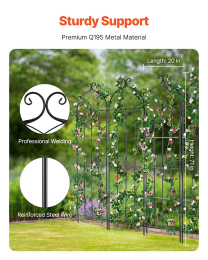4 Packs Metal Garden Trellis for Climbing Plant Support 71x20 in Rustproof - Image 2