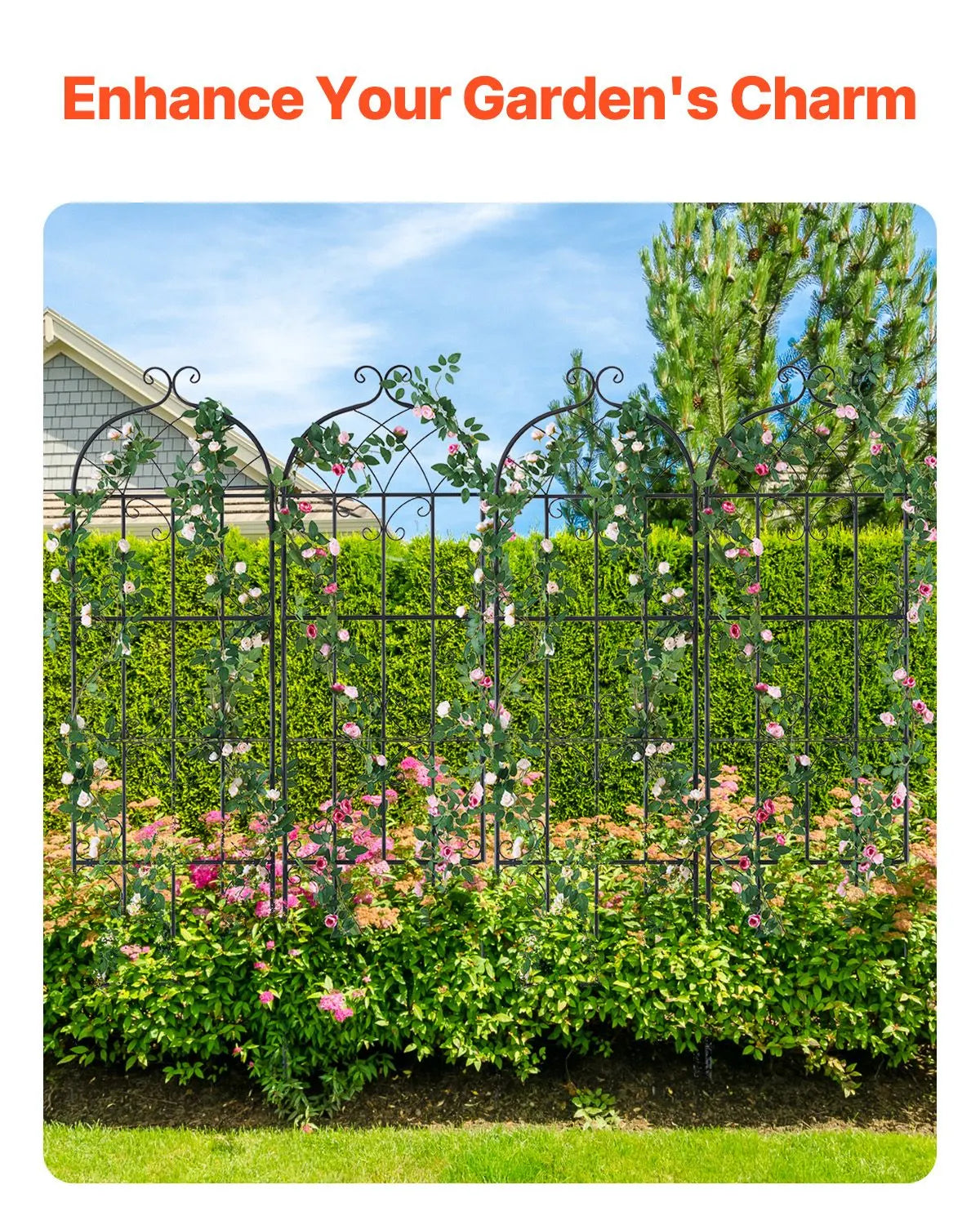 4 Packs Metal Garden Trellis for Climbing Plant Support 71x20 in Rustproof - Image 3
