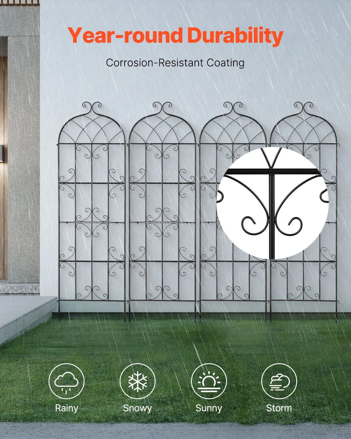 4 Packs Metal Garden Trellis for Climbing Plant Support 71x20 in Rustproof - Image 4