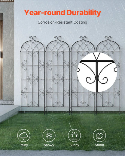 4 Packs Metal Garden Trellis for Climbing Plant Support 71x20 in Rustproof - Image 4