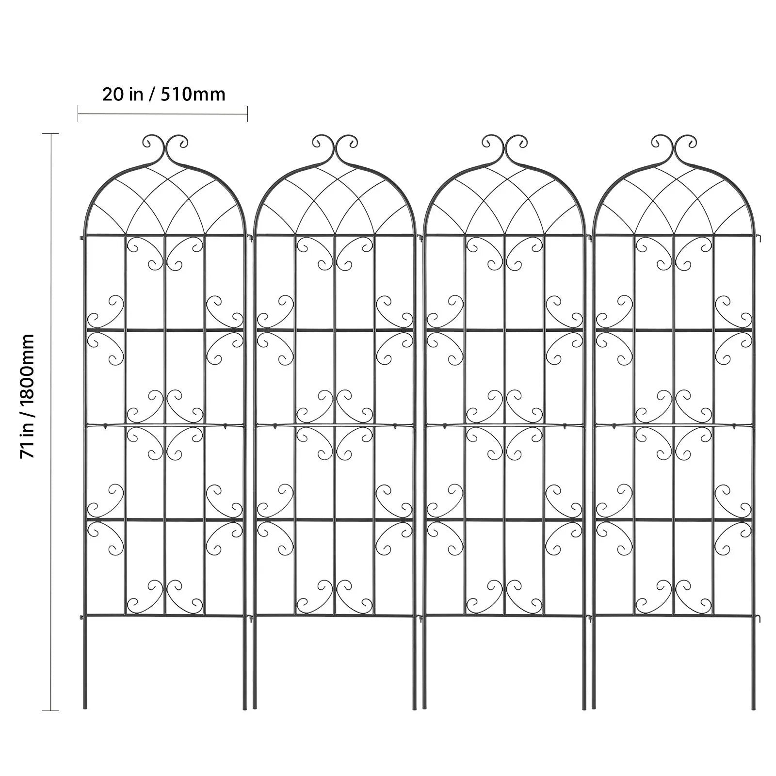 4 Packs Metal Garden Trellis for Climbing Plant Support 71x20 in Rustproof - Image 8
