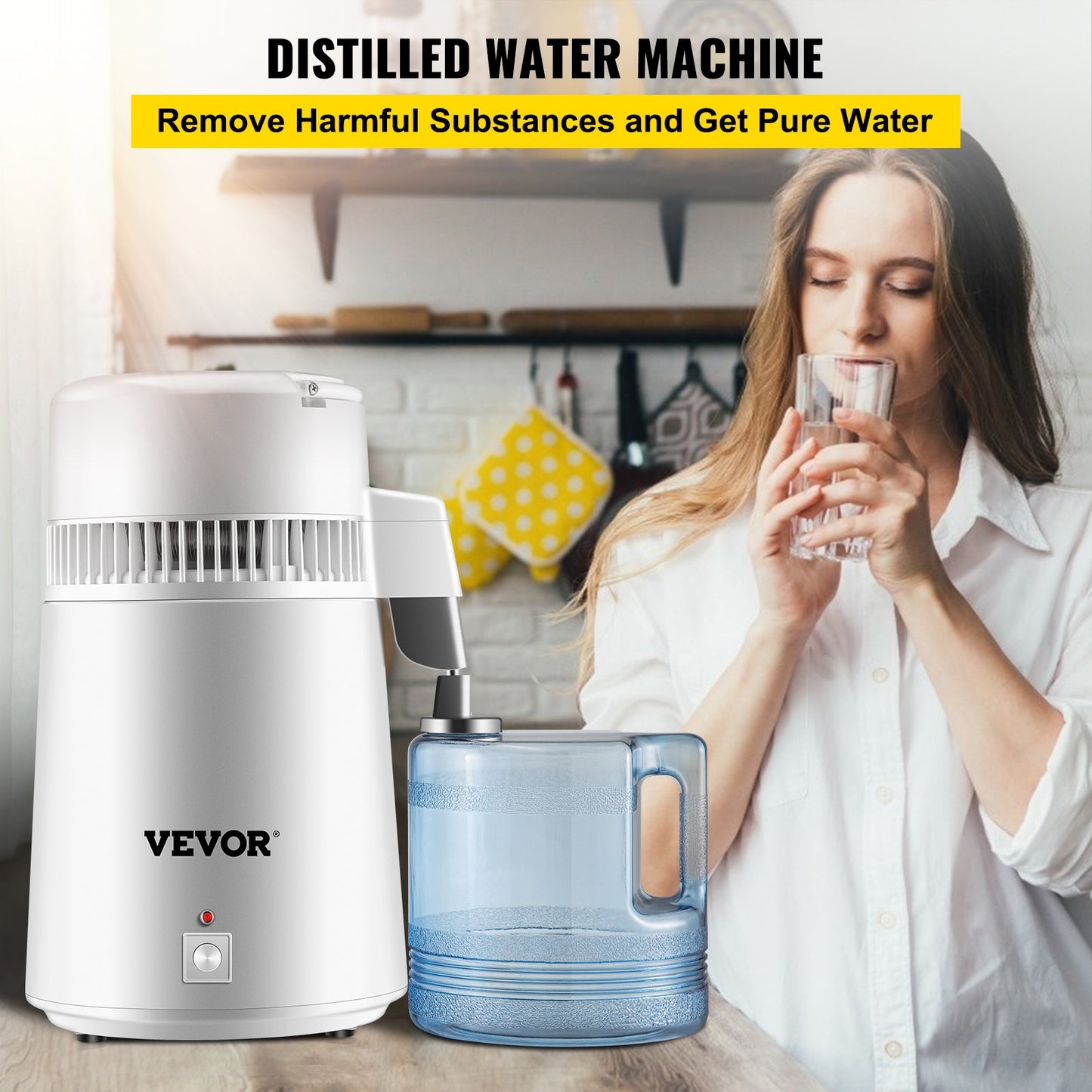 Water Distiller Purifier Pure Water Distiller Filters Water Distillation 4L Internal Stainless Steel with Collection Bottle - Image 2