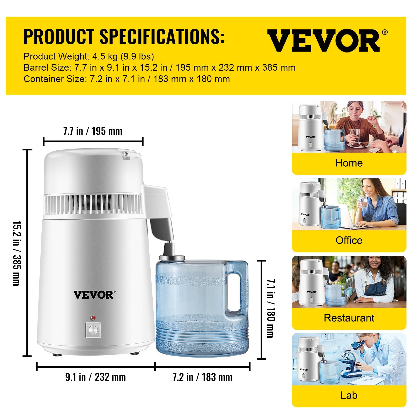 Water Distiller Purifier Pure Water Distiller Filters Water Distillation 4L Internal Stainless Steel with Collection Bottle - Image 7