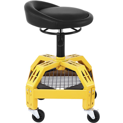 Rolling Garage Stool, 300LBS Capacity, Adjustable Height from 24 in to 28.7 in, Mechanic Seat with 360-degree Swivel Wheels and Tool Tray, for Workshop, Auto Repair Shop, Yellow - Image 9