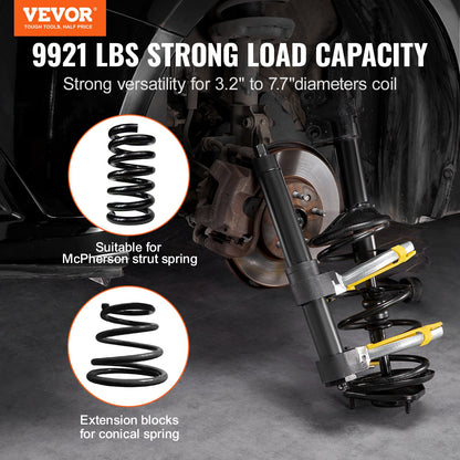 Strut Spring Compressor Set, Macpherson Strut Spring Compressor Kit, Interchangeable Fork Strut Coil Extractor Remover Tool, with Yellow Protective Sleeve and Carrying Case - Image 2