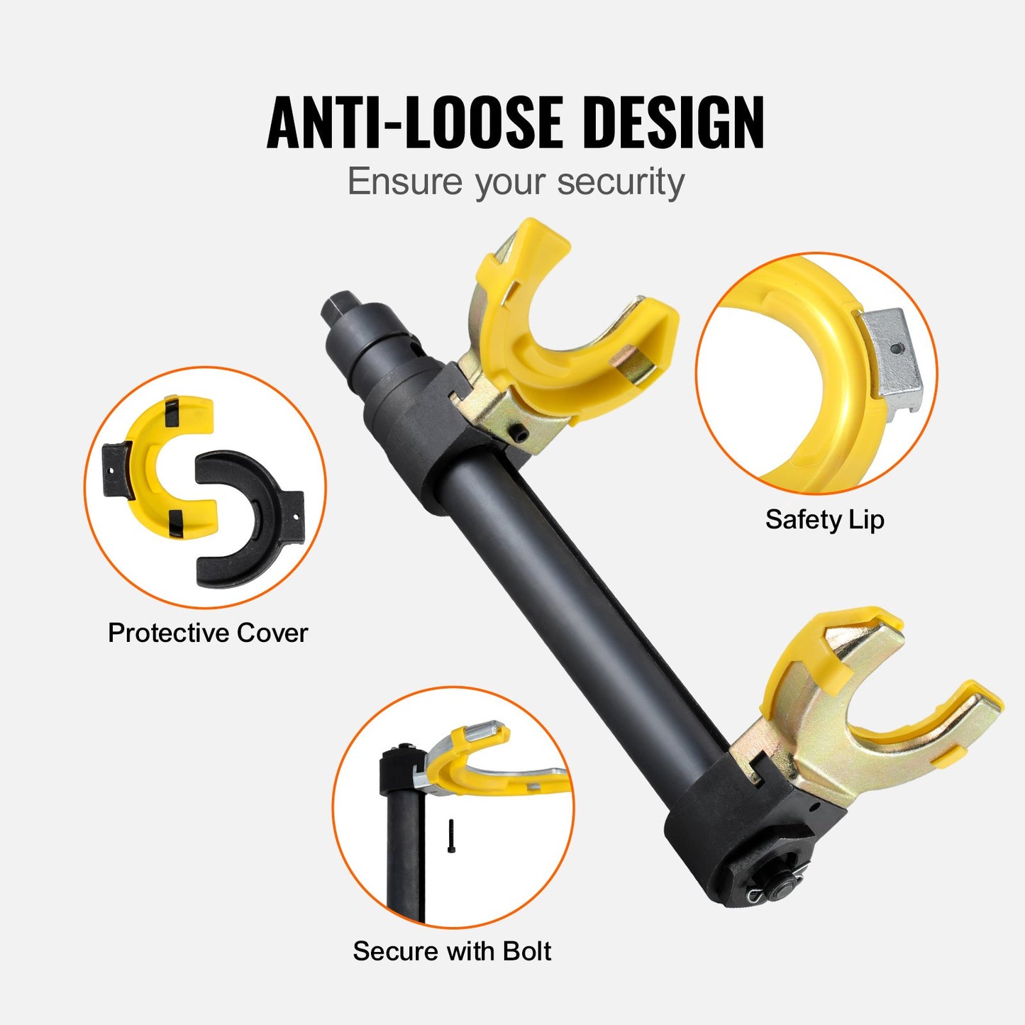 Strut Spring Compressor Set, Macpherson Strut Spring Compressor Kit, Interchangeable Fork Strut Coil Extractor Remover Tool, with Yellow Protective Sleeve and Carrying Case - Image 4