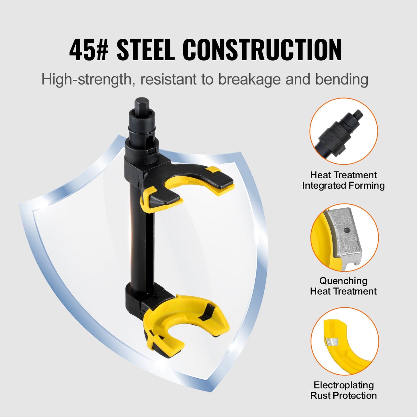 Strut Spring Compressor Set, Macpherson Strut Spring Compressor Kit, Interchangeable Fork Strut Coil Extractor Remover Tool, with Yellow Protective Sleeve and Carrying Case - Image 5