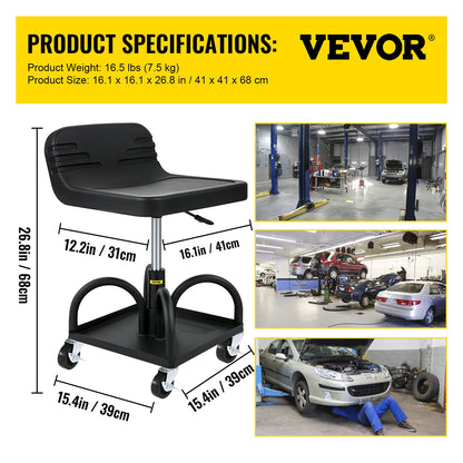 Rolling Garage Stool 300LBS Adjustable Mechanic Work Shop Seat w/Casters - Image 7