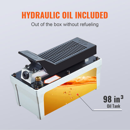Air Hydraulic Pump, 10,000 PSI 1/2 Gal Reservoir, NPT 3/8" Oil Outlet, NPT 1/4" Inlet, 6.6 ft Pipe, Foot Actuated Hydraulic Pump Air Treadle for Auto Body Frame Machines and Pulling Post, Gray - Image 4