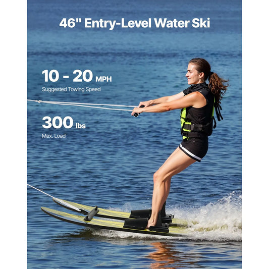 Water Skis 116.8 cm / 46 inch, Water Ski Trainers with X-7 Adjustable Bindings, Double-Handle Rope & Removable Stabilizing Bar, Training Waterskis Combo for Youth Up to 136 kg - Image 2
