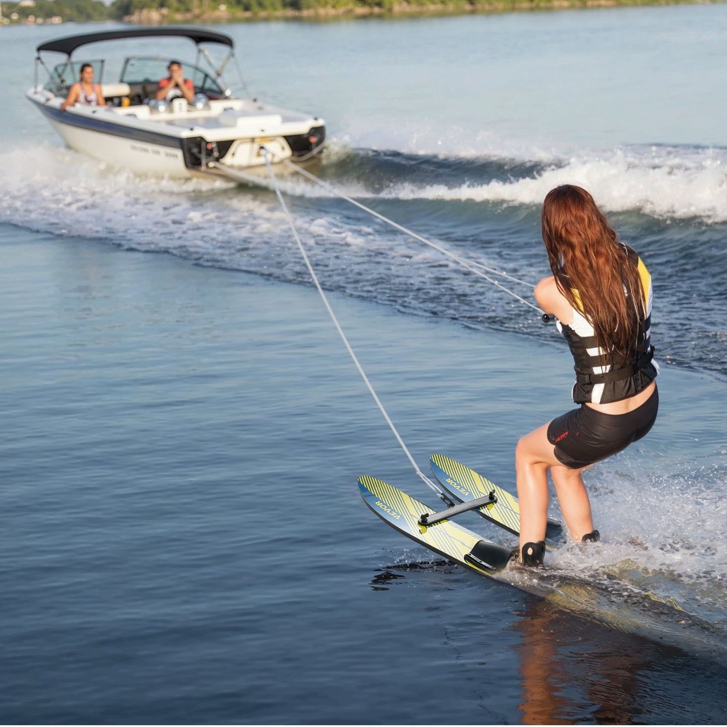 Water Skis 116.8 cm / 46 inch, Water Ski Trainers with X-7 Adjustable Bindings, Double-Handle Rope & Removable Stabilizing Bar, Training Waterskis Combo for Youth Up to 136 kg - Image 8