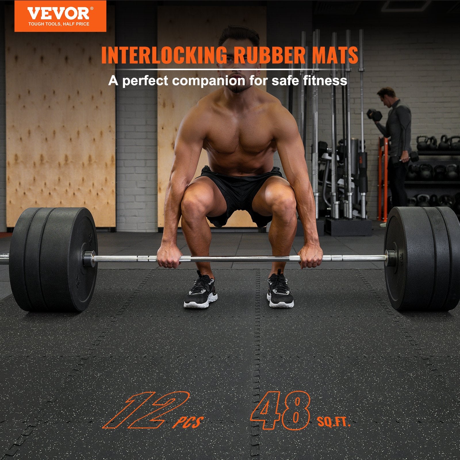 12 PCS 14 mm Thick Gym Floor Mats, 24" x 24" EVA Foam & Rubber Top Interlocking Workout Floor Mats with 4.5 m² Coverage, Waterproof Exercise Puzzle Flooring for Gym, Home, Garage, Basemen - Image 2