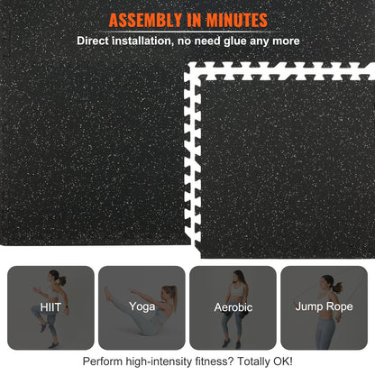 12 PCS 14 mm Thick Gym Floor Mats, 24" x 24" EVA Foam & Rubber Top Interlocking Workout Floor Mats with 4.5 m² Coverage, Waterproof Exercise Puzzle Flooring for Gym, Home, Garage, Basemen - Image 7