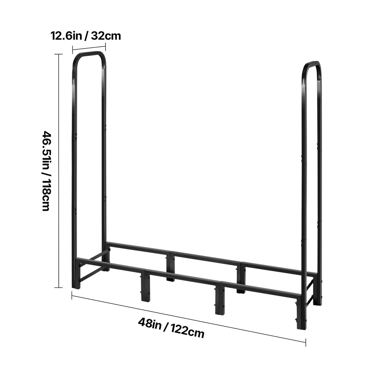 Firewood Rack with Waterproof Cover, 1.22m Outdoor Firewood Holder, 1/4 Cord Storage Metal Log Holder, 400lb Max Weight Capacity, Full Covered, Powder-Coated Wood Storage Rack for Fireplace Deck - Image 8
