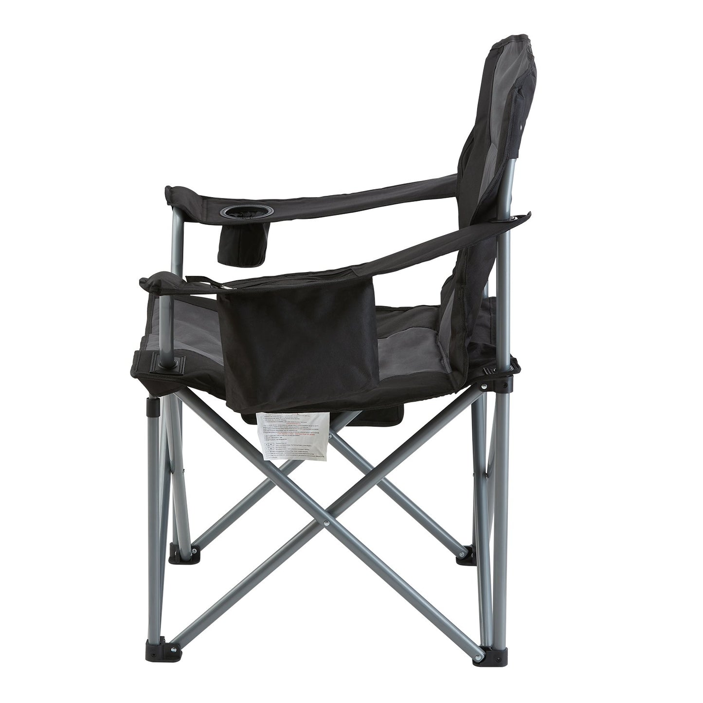 Camping Folding Chair for Adults, Portable Heavy Duty Outdoor Quad Lumbar Back Padded Arm Chairs with Side Pockets, Cup Holder and Cooler Bag for Beach, Lawn, Picnic, Fishing, Backpacking, Black - Image 9
