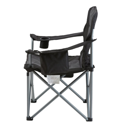 Camping Folding Chair for Adults, Portable Heavy Duty Outdoor Quad Lumbar Back Padded Arm Chairs with Side Pockets, Cup Holder and Cooler Bag for Beach, Lawn, Picnic, Fishing, Backpacking, Black - Image 9
