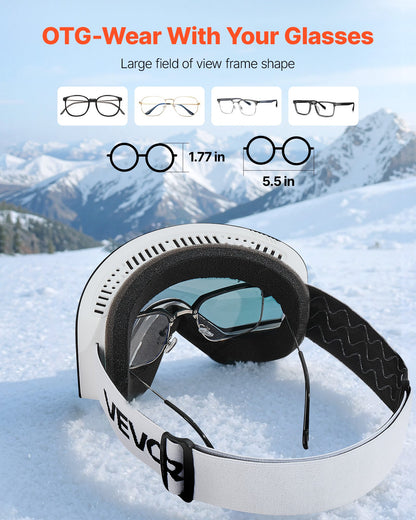 Frameless Ski Goggles, Magnet Cylindrical Lens with Pink Revo Coating, OTG Anti fog Snow Goggles for Men Women Youth, TPU Frame & Ventilation Structure, Fit for Skiing, Skating, Snowboarding - Image 5