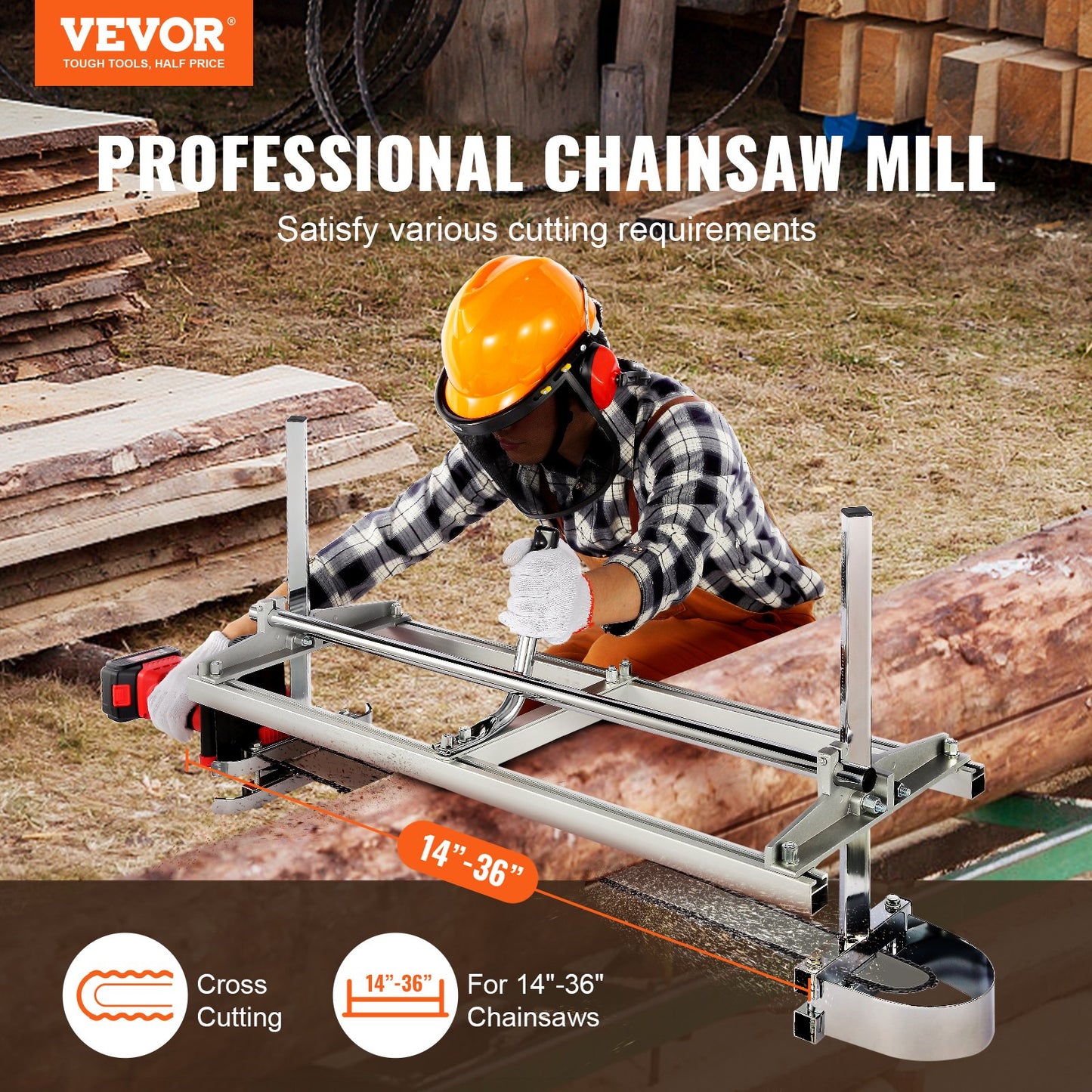 Portable Chainsaw Mill 14"-36" Guide Bar 0.2"-11.81" Cutting Thickness - Image 2