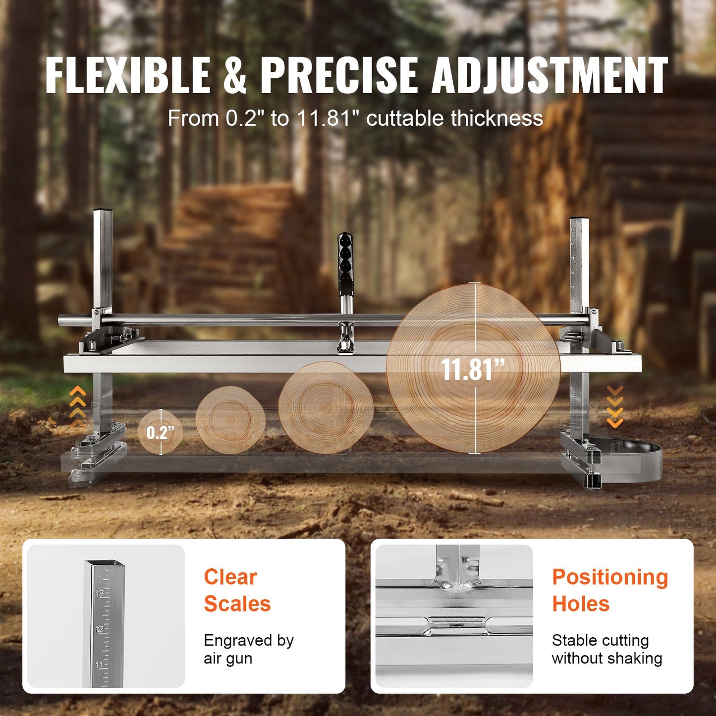 Portable Chainsaw Mill 14"-36" Guide Bar 0.2"-11.81" Cutting Thickness - Image 4