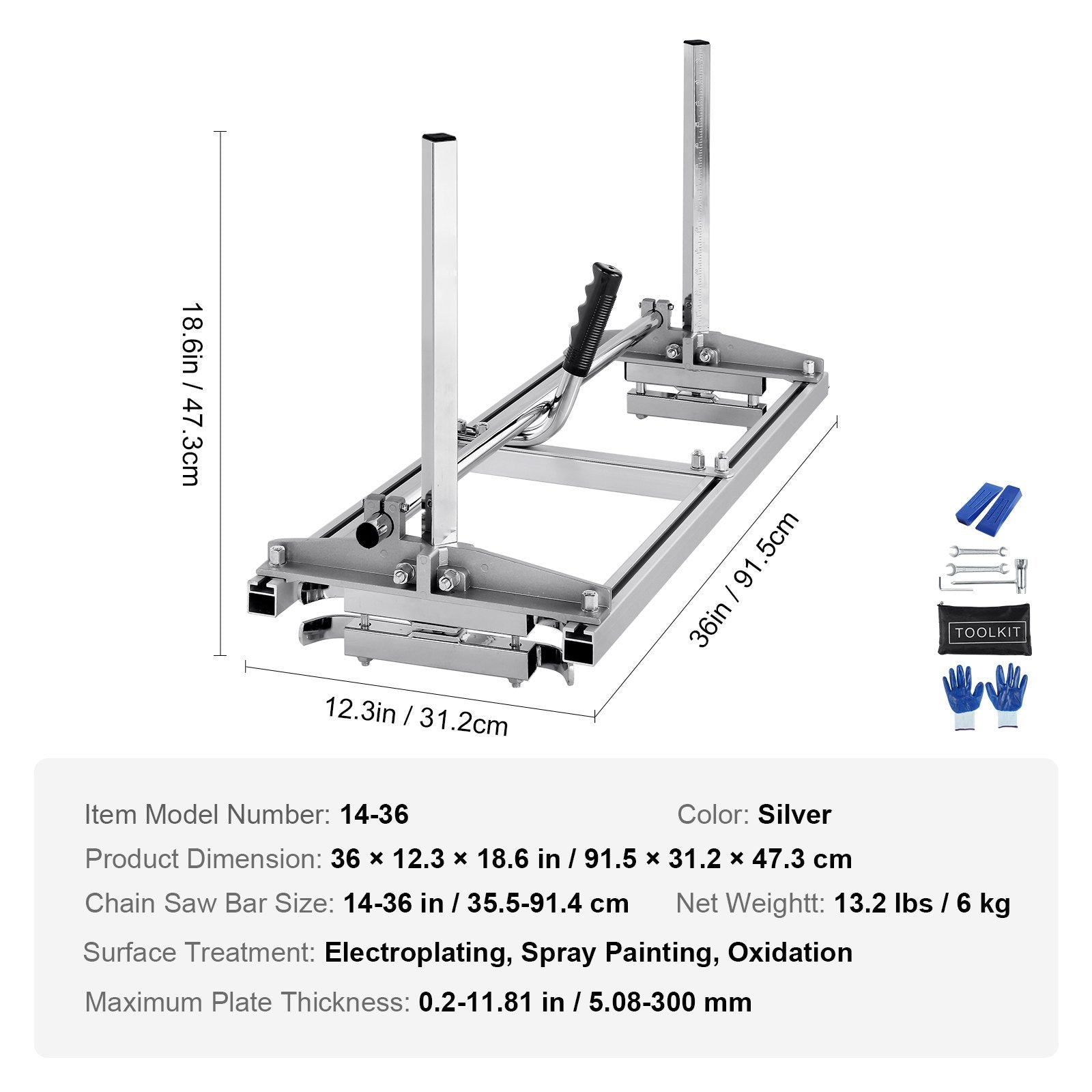 Portable Chainsaw Mill 14"-36" Guide Bar 0.2"-11.81" Cutting Thickness - Image 7