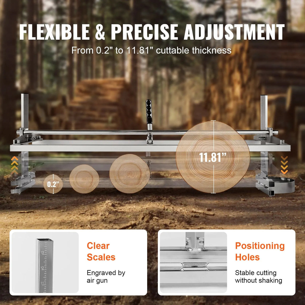 Chainsaw Mill, Portable Sawmill 14"-48" Guide Bar, Galvanized Steel Chainsaw Planking Mill with 0.2"-11.81" Cutting Thickness, Wood Lumber Cross Cutting Saw Mill for Builders and Woodworkers - Image 4