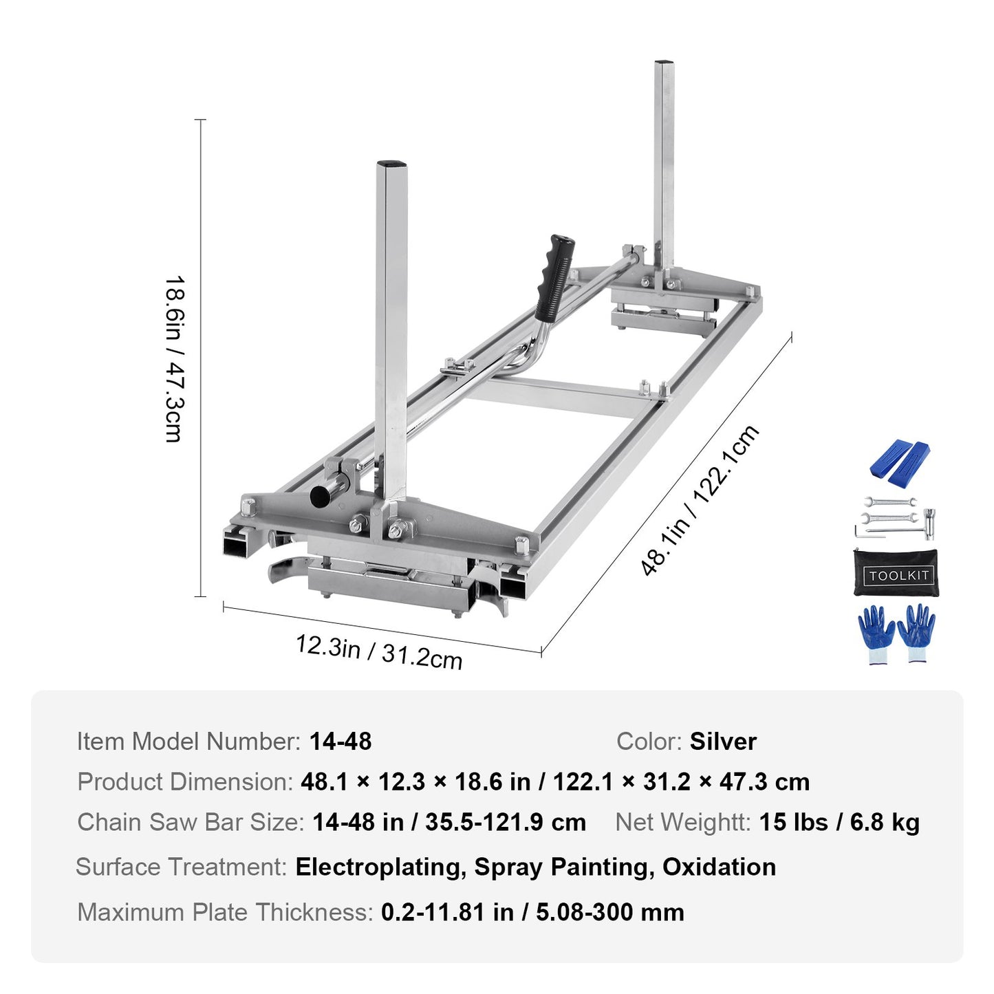 Chainsaw Mill, Portable Sawmill 14"-48" Guide Bar, Galvanized Steel Chainsaw Planking Mill with 0.2"-11.81" Cutting Thickness, Wood Lumber Cross Cutting Saw Mill for Builders and Woodworkers - Image 7