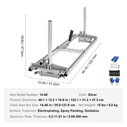 Chainsaw Mill, Portable Sawmill 14"-48" Guide Bar, Galvanized Steel Chainsaw Planking Mill with 0.2"-11.81" Cutting Thickness, Wood Lumber Cross Cutting Saw Mill for Builders and Woodworkers - Image 7
