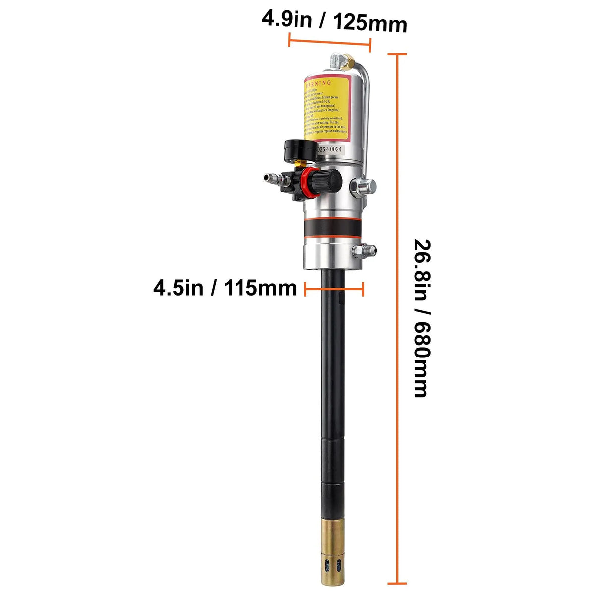 Grease Pump, 50:1 Pressure Ratio Air Operated Grease Pump with 3.88 m High Pressure Hose and Grease Gun, Pneumatic Grease Pump, Portable Lubrication Grease Pump with 360° Swivel Grease Gun Head - Image 8