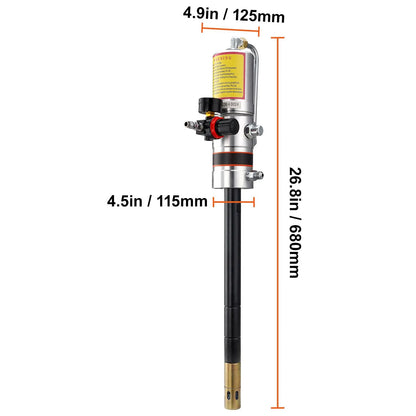 Grease Pump, 50:1 Pressure Ratio Air Operated Grease Pump with 3.88 m High Pressure Hose and Grease Gun, Pneumatic Grease Pump, Portable Lubrication Grease Pump with 360° Swivel Grease Gun Head - Image 8