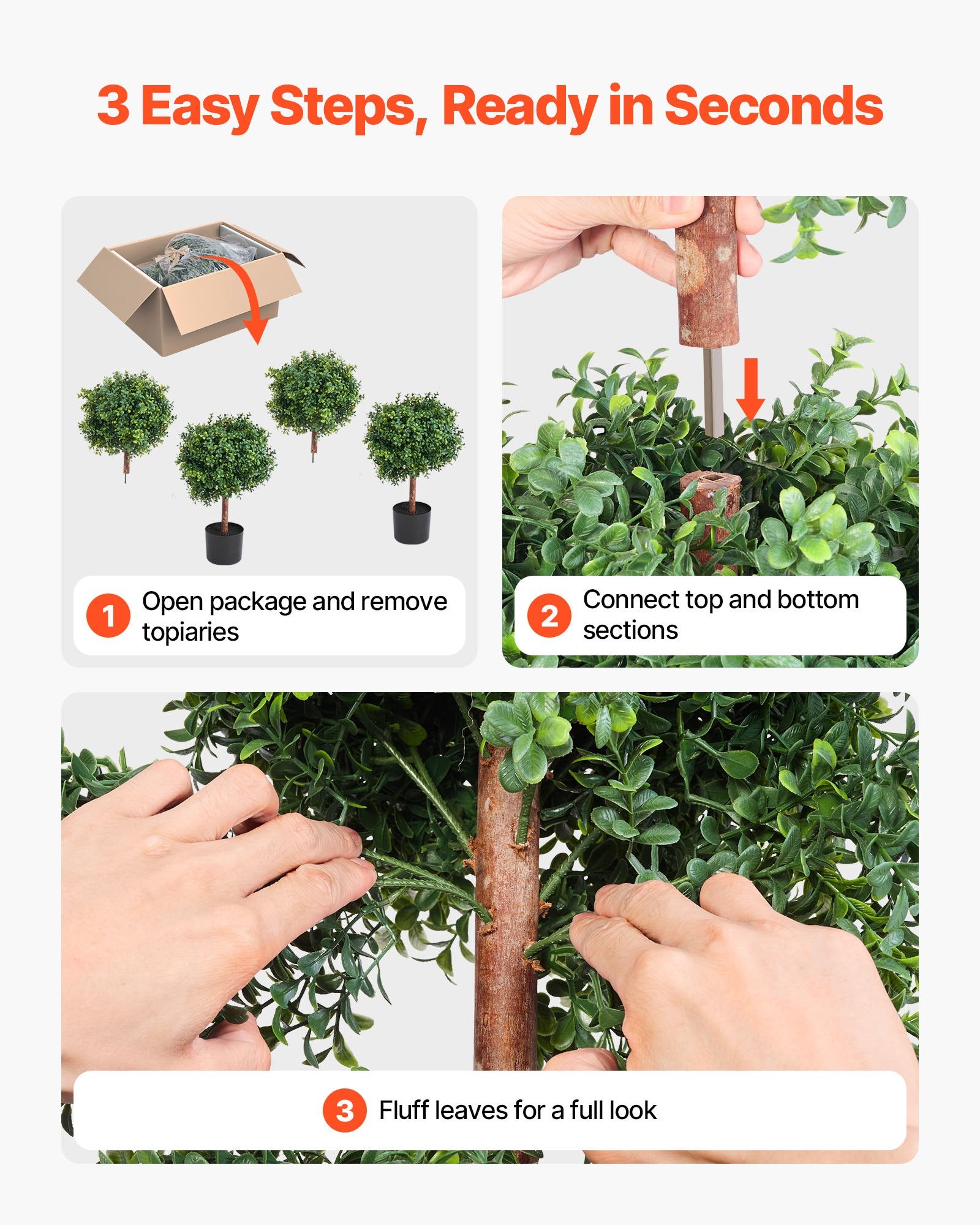 Artificial Topiary Boxwood Double Ball, 2 Set 914mm Faux Boxwood Plant Balls, Fake Silk Tree Look Real, Easy Assembly for Decor Front Porch Outdoor Patio Garden Balcony Backyard Indoor - Image 4