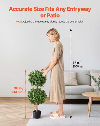 Artificial Topiary Boxwood Double Ball, 2 Set 914mm Faux Boxwood Plant Balls, Fake Silk Tree Look Real, Easy Assembly for Decor Front Porch Outdoor Patio Garden Balcony Backyard Indoor - Image 5