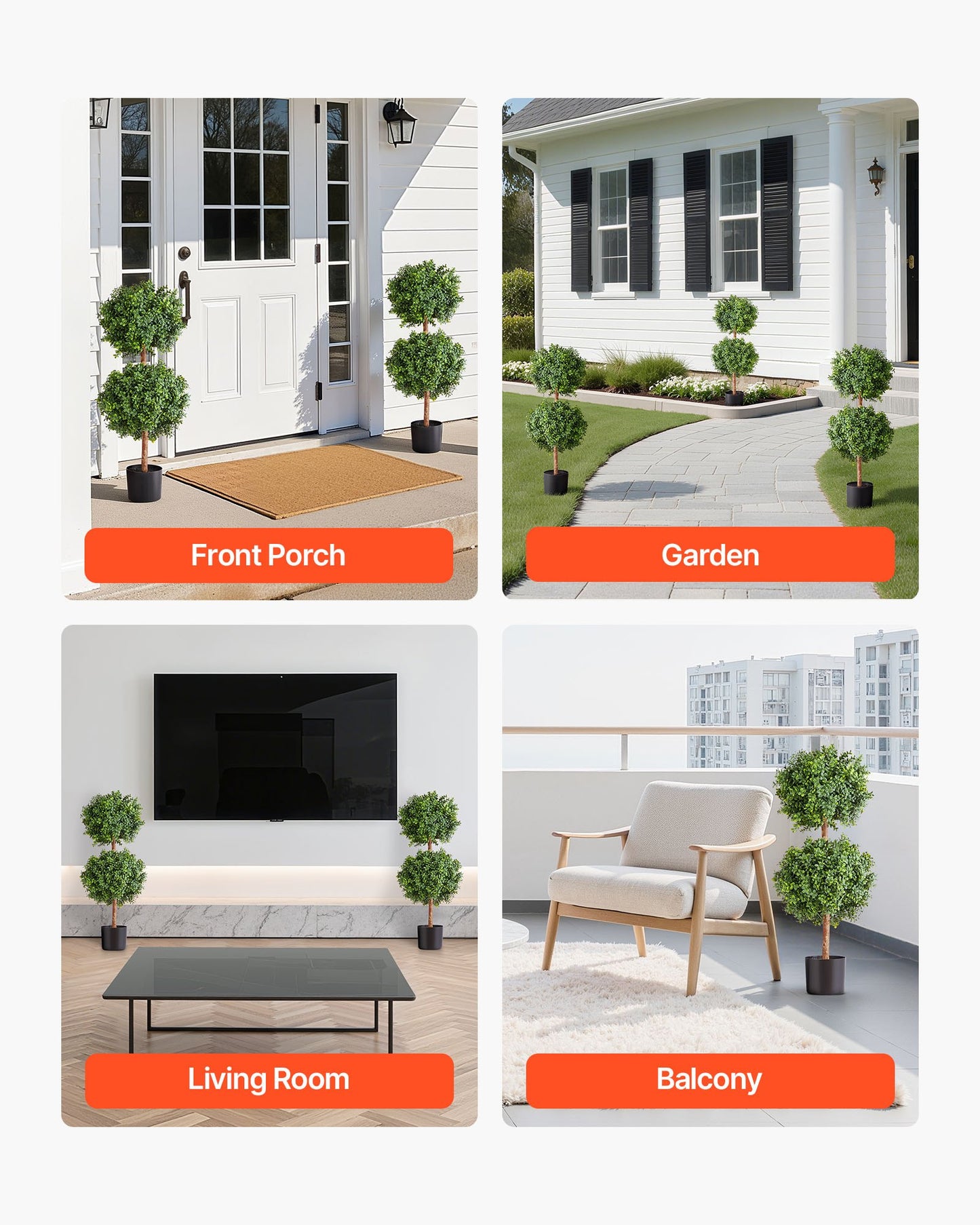 Artificial Topiary Boxwood Double Ball, 2 Set 914mm Faux Boxwood Plant Balls, Fake Silk Tree Look Real, Easy Assembly for Decor Front Porch Outdoor Patio Garden Balcony Backyard Indoor - Image 7