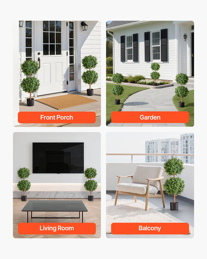 Artificial Topiary Boxwood Double Ball, 2 Set 914mm Faux Boxwood Plant Balls, Fake Silk Tree Look Real, Easy Assembly for Decor Front Porch Outdoor Patio Garden Balcony Backyard Indoor - Image 7