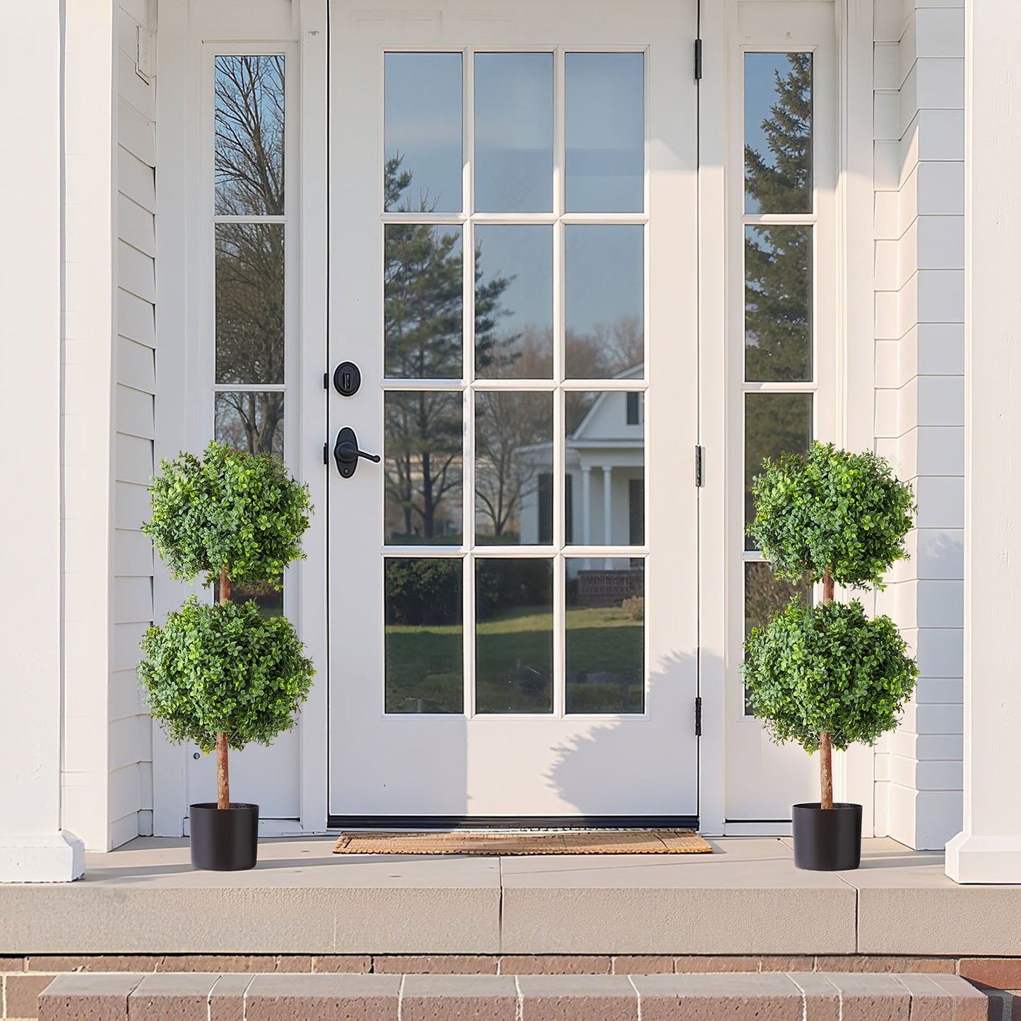 Artificial Topiary Boxwood Double Ball, 2 Set 914mm Faux Boxwood Plant Balls, Fake Silk Tree Look Real, Easy Assembly for Decor Front Porch Outdoor Patio Garden Balcony Backyard Indoor - Image 8