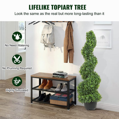 Artificial Topiaries Boxwood Trees, 7.6cm Tall (2 Pieces) Faux Topiary Plant Outdoor, All-year Green Feaux Plant w/ Replaceable Leaves for Decorative Indoor/Outdoor/Garden - Image 2