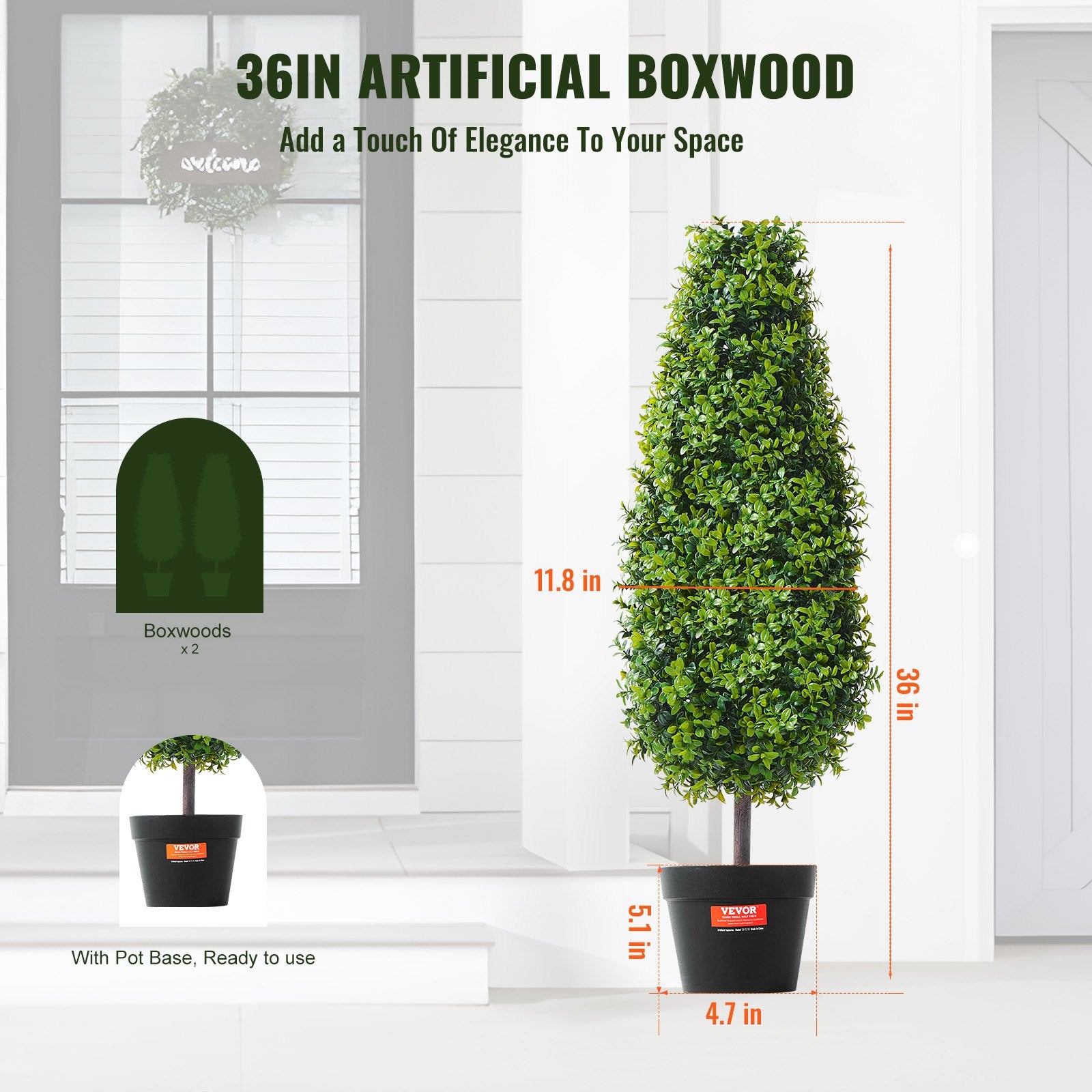 2 Pack 91.4cm Artificial Boxwood Topiary Tree Faux Plant UV Decor In/Outdoor - Image 6