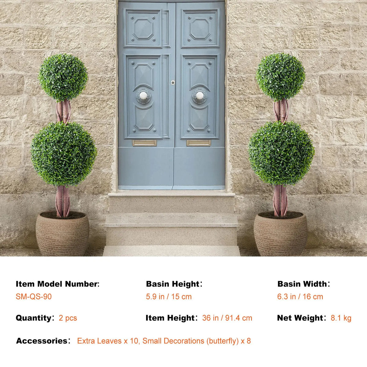 2 Pack 91.4cm Artificial Boxwood Topiary Tree Faux Plant UV Decor In/Outdoor - Image 7