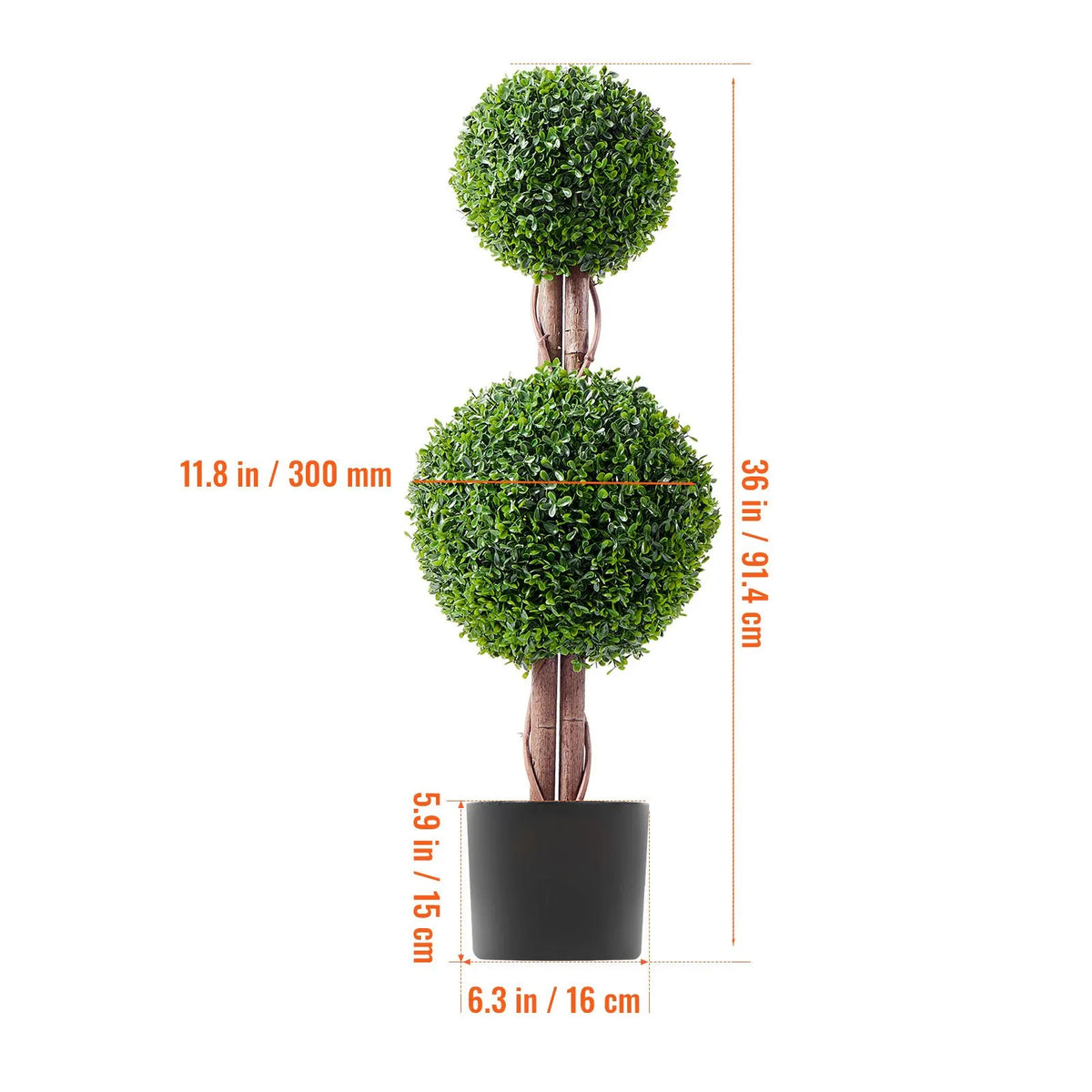 2 Pack 91.4cm Artificial Boxwood Topiary Tree Faux Plant UV Decor In/Outdoor - Image 8