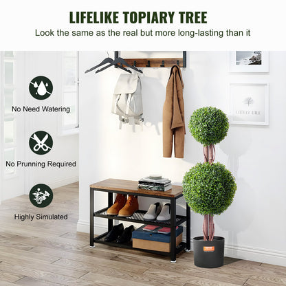 2 Pack 91.4cm Artificial Boxwood Topiary Tree Faux Plant UV Decor In/Outdoor - Image 2