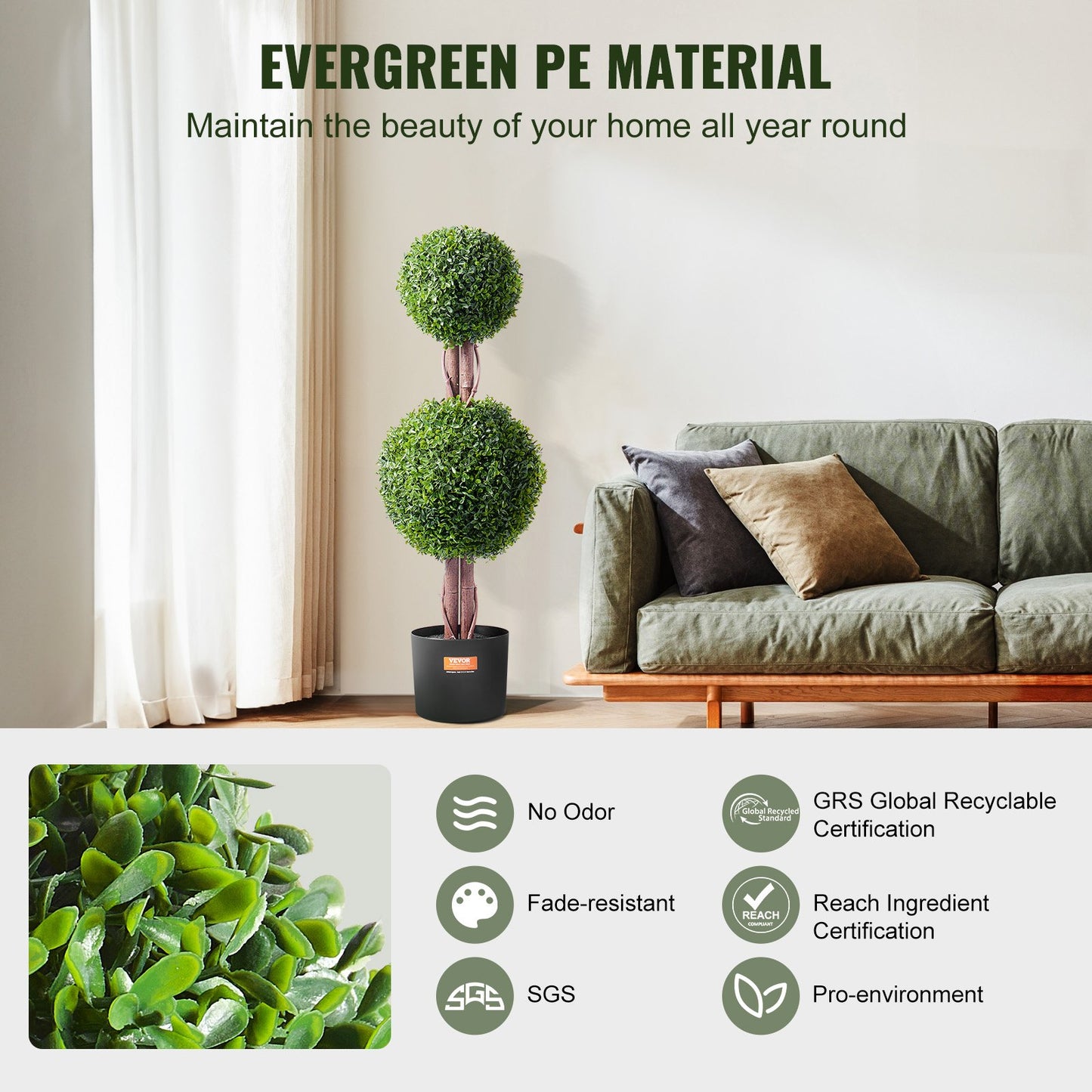 2 Pack 91.4cm Artificial Boxwood Topiary Tree Faux Plant UV Decor In/Outdoor - Image 3