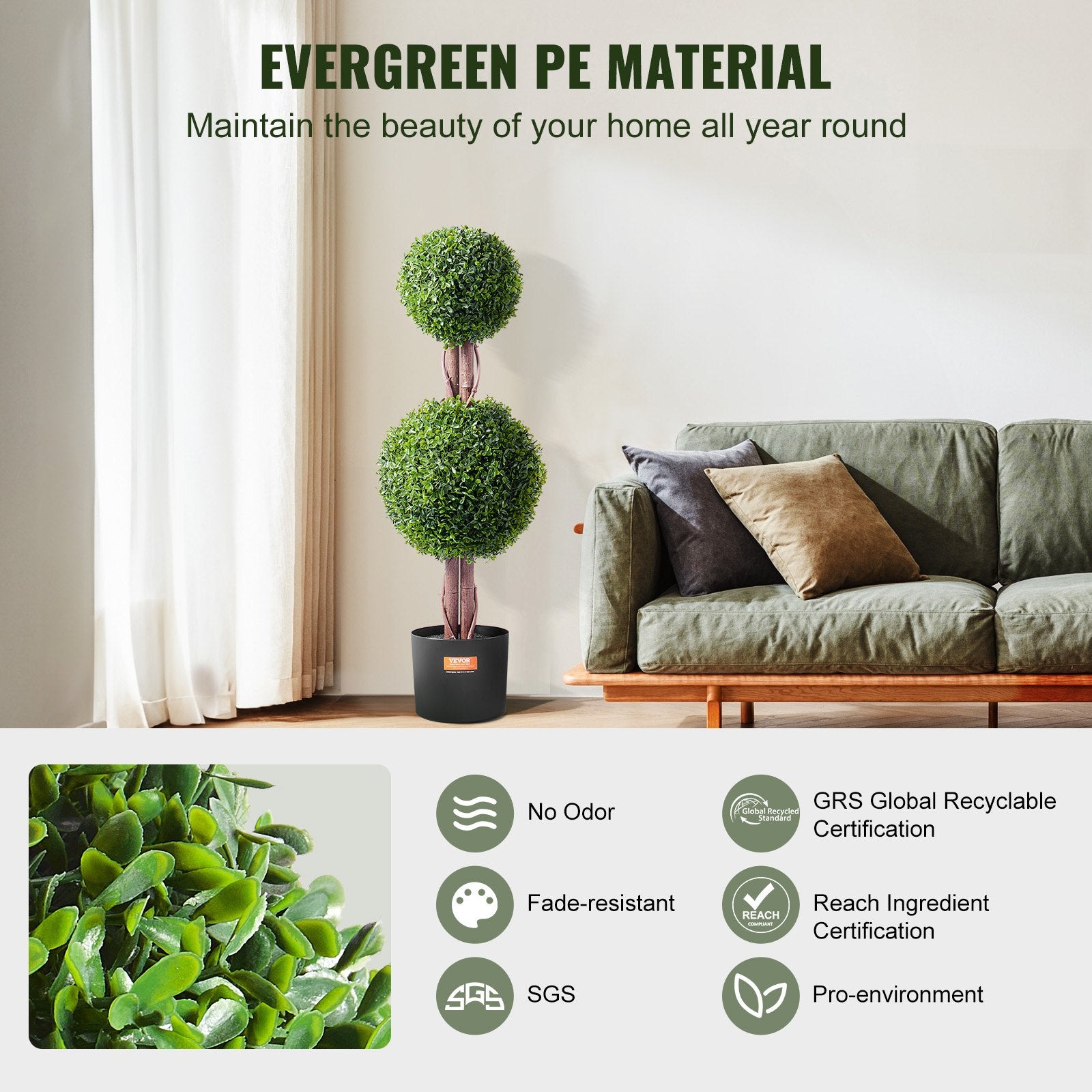 2 Pack 91.4cm Artificial Boxwood Topiary Tree Faux Plant UV Decor In/Outdoor - Image 3