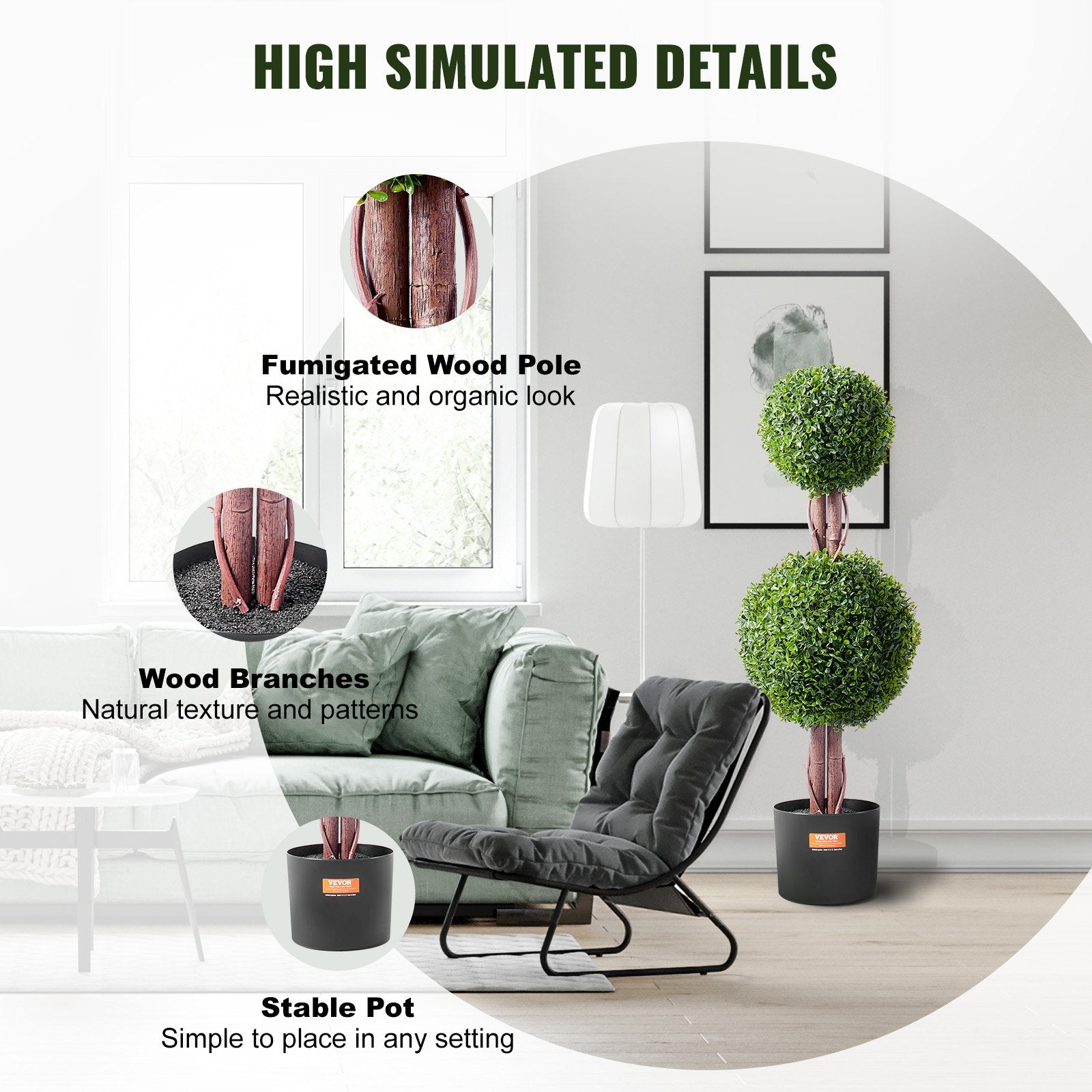 2 Pack 91.4cm Artificial Boxwood Topiary Tree Faux Plant UV Decor In/Outdoor - Image 5