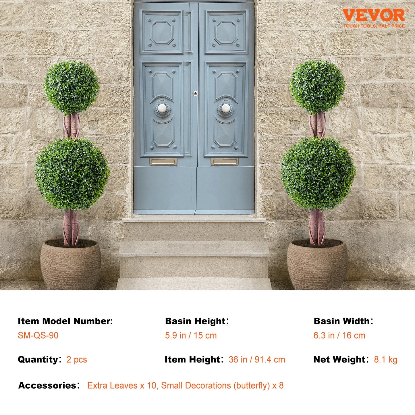 2 Pack 91.4cm Artificial Boxwood Topiary Tree Faux Plant UV Decor In/Outdoor - Image 7