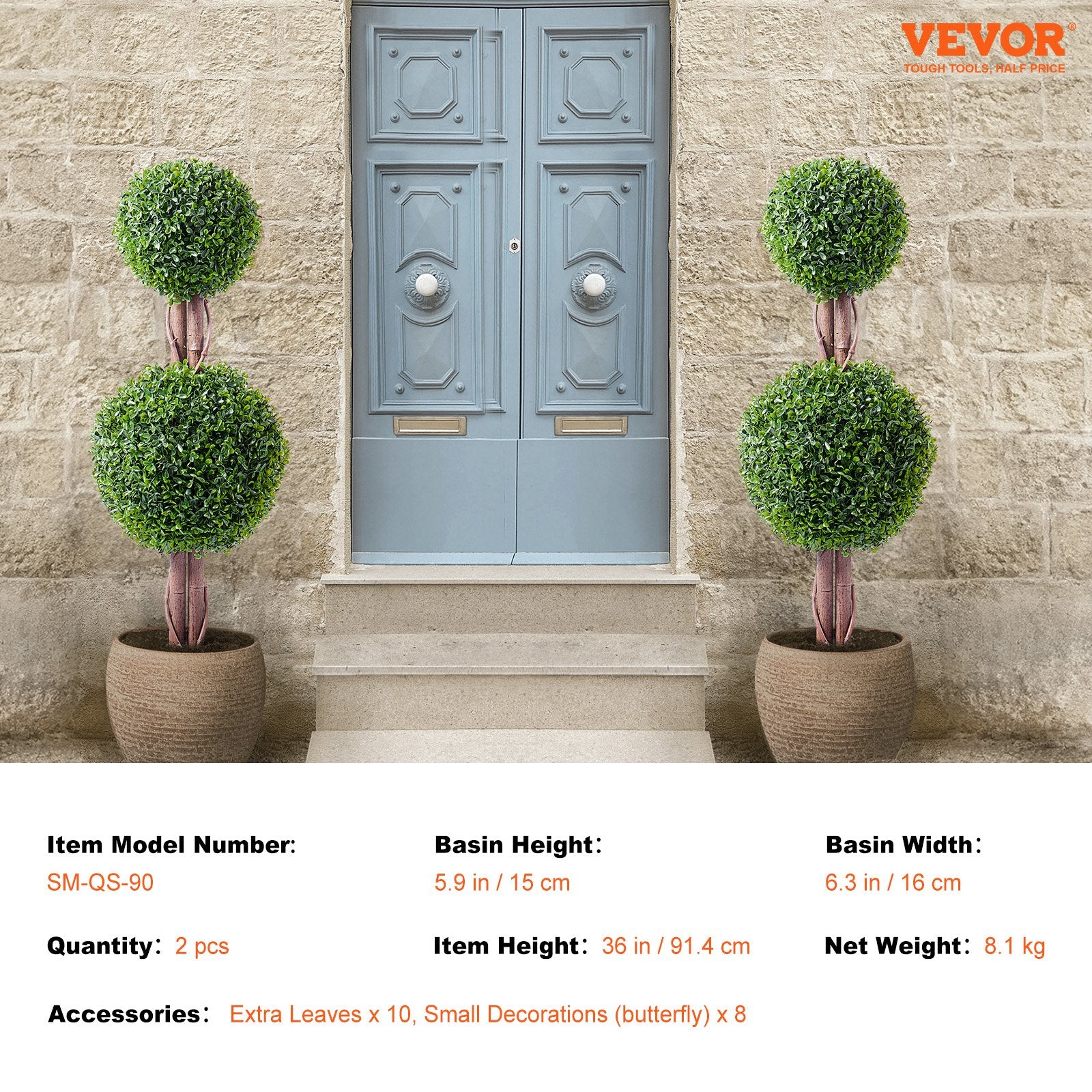 2 Pack 91.4cm Artificial Boxwood Topiary Tree Faux Plant UV Decor In/Outdoor - Image 7