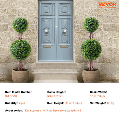 2 Pack 91.4cm Artificial Boxwood Topiary Tree Faux Plant UV Decor In/Outdoor - Image 7