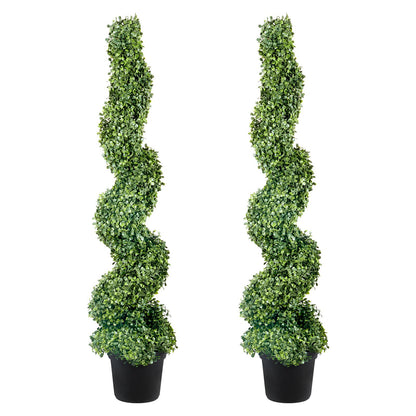 Artificial Topiaries Boxwood Trees, 10cm Tall (2 Pieces) Faux Topiary Plant Outdoor, All-year Green Feaux Plant w/ Replaceable Leaves for Decorative Indoor/Outdoor/Garden